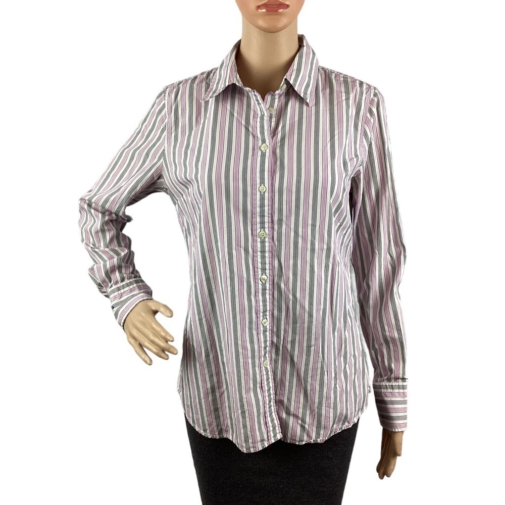 J. Crew Factory Button Down Top Size M Purple Stripe